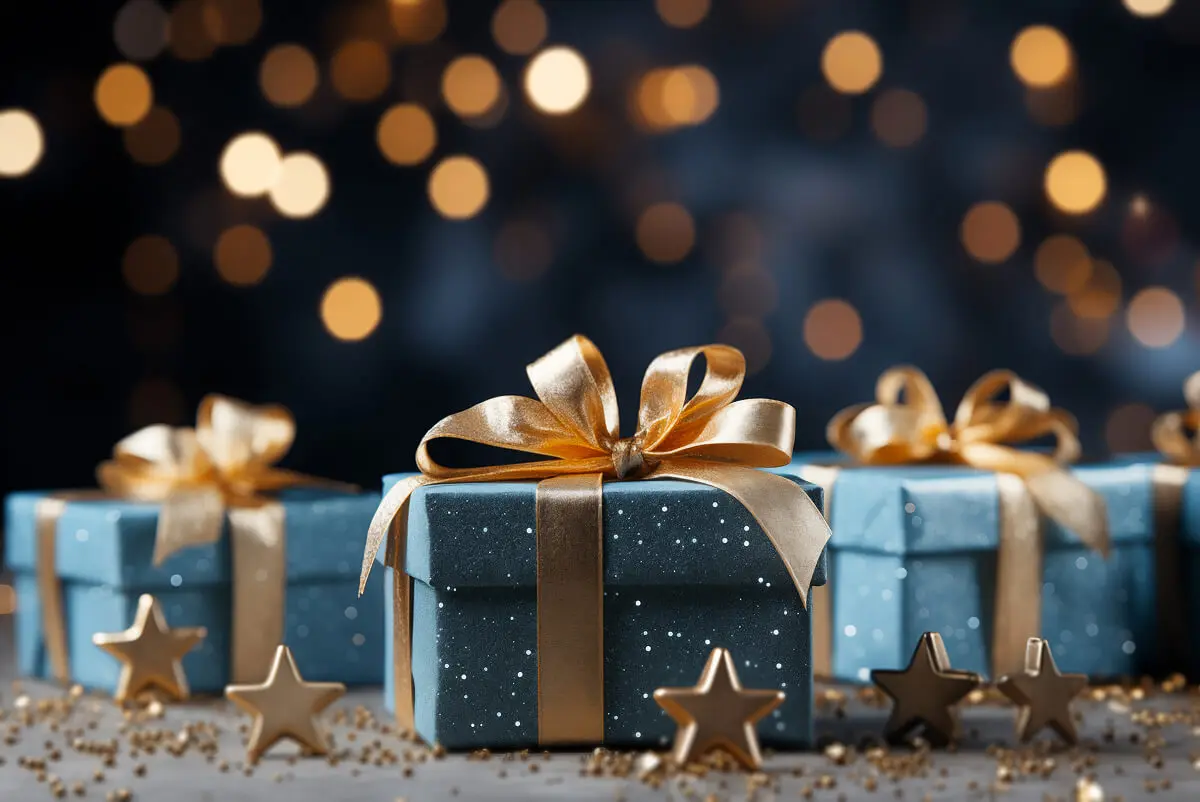 Festive presents with sparkling decorations