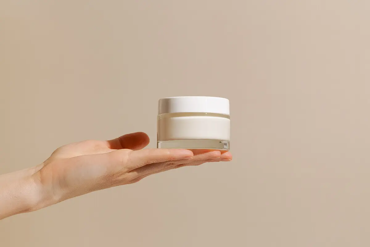 Skincare cream in a jar