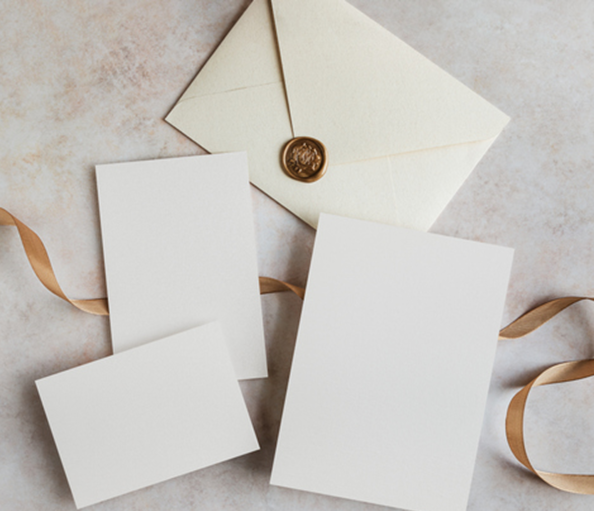 Blank stationery with envelope and wax seal