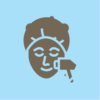 Facial treatment icon on blue background